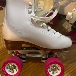 White Roller Skates with Pink Wheels